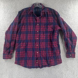 Pendleton Long Sleeve Red Blue Plaid Long Sleeve Flannel Shirt Wool Medium M